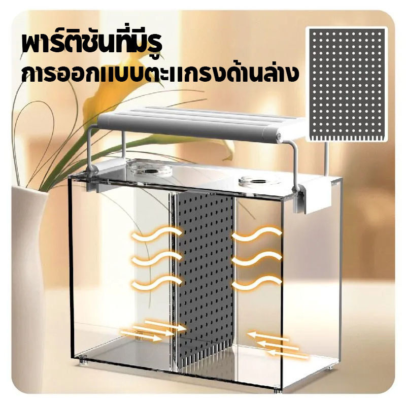 COD ตู้ปลาปลากัด + ไฟตู้ปลา led ตู้ปลาเลโก้ ตู้ปลาเล็ก ขนาดเล็ก ช่องคู่ ตกแต่งอะคริลิค กล่องตัวต่อ - รูปที่ 4