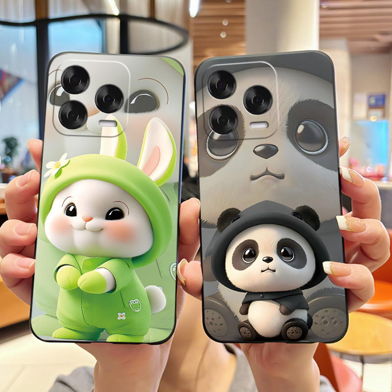 เคสโทรศัพท์สําหรับ ZTE Blade V70 Vita/Nubia V70 ออกแบบซิลิโคนอ่อนนุ่มสีดํากรณีดูดีรูปแบบ Love Panda กระต่ายกันกระแทก