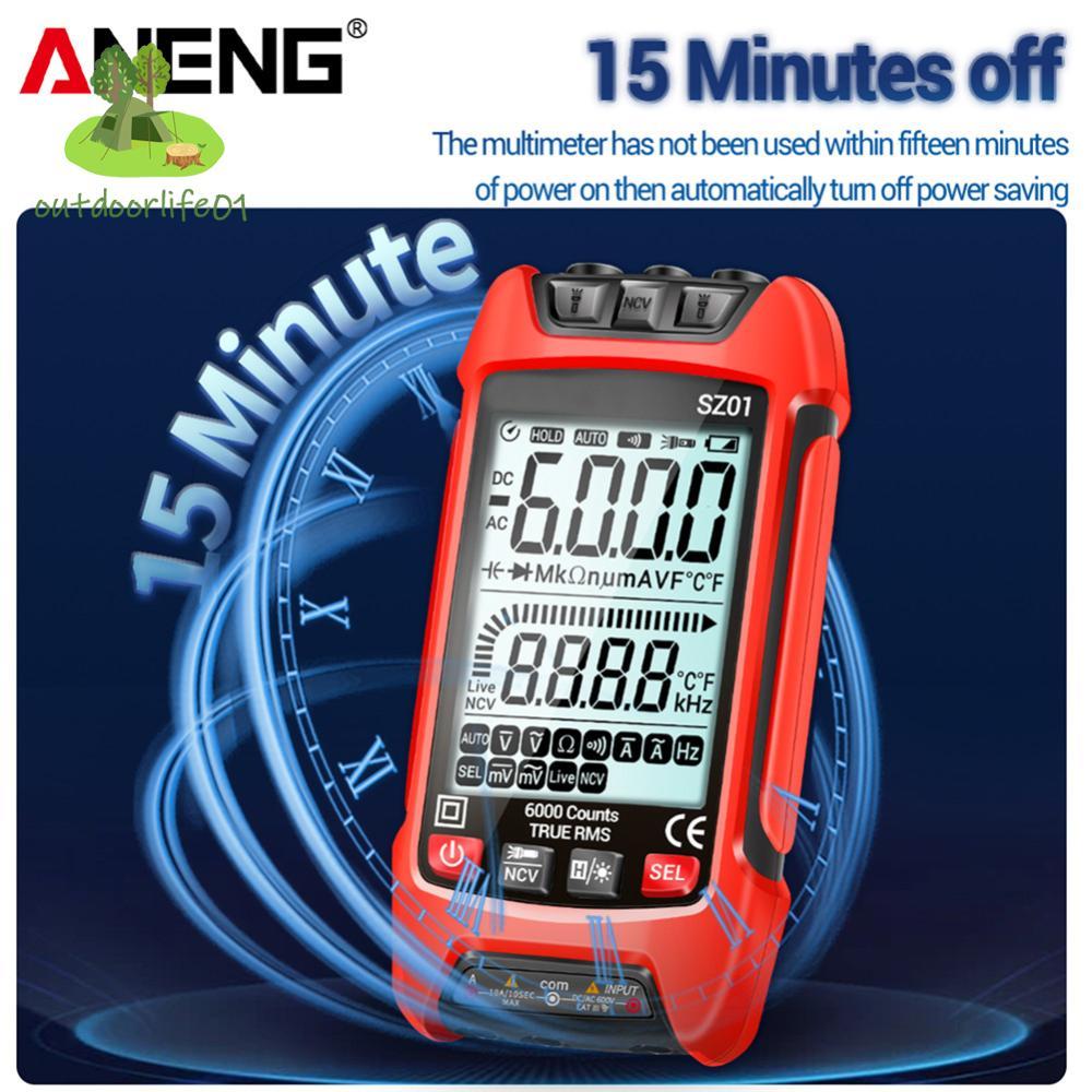 SZ01 SZ02 มัลติมิเตอร์แบบดิจิตอล 9999 การนับความจุอัตโนมัติ True RMS NCV LED ความต้านทาน เครื่องทดสอ