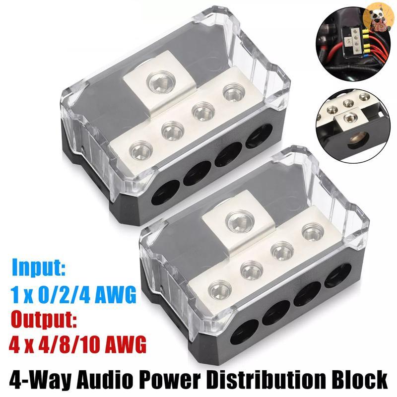 [CO] 2 ชิ้น 4 Way Power Distribution Block Zinc Alloy Power Ground Amp Distribution Block พรีเมี่ยมเ