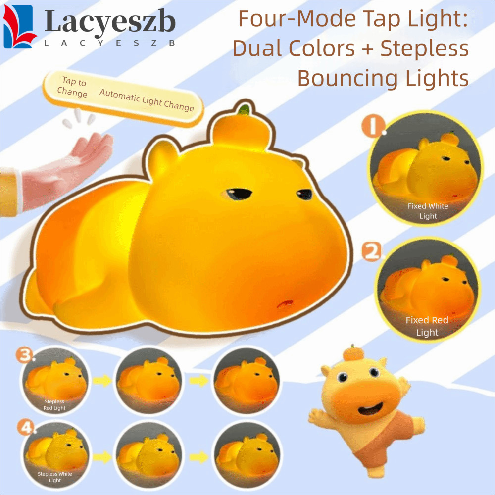 LACYESZB LED น่ารัก Tap Light, การ์ตูน Touch Sensor Water Dolphin Lulu Night Light, สบาย Top Touch E