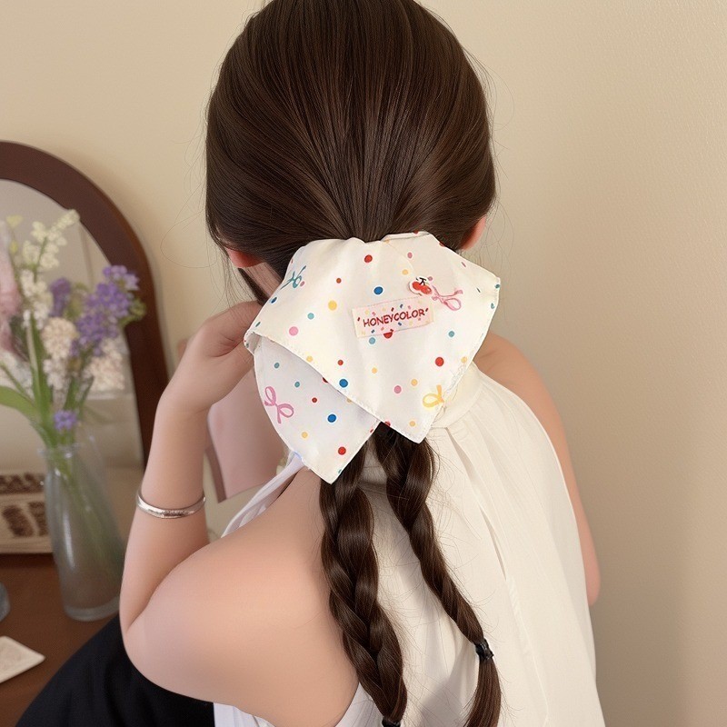 scrunchie สแควร์ขนาดใหญ่ แฟชั่นเกาหลี ใช้งานได้หลากหลาย เครื่องประดับผม - รูปที่ 5