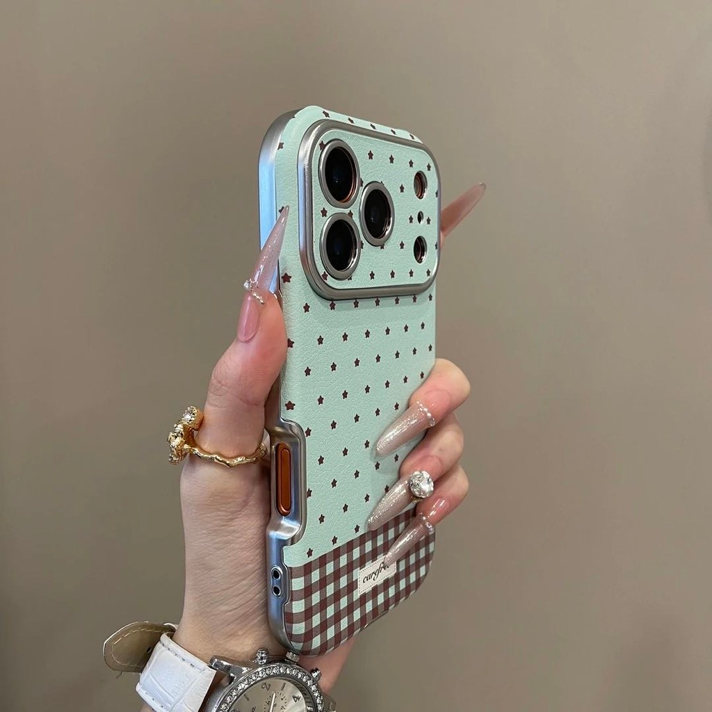 หน้าต่างขนาดใหญ่มิ้นท์สีเขียวคลื่นจุดเคสโทรศัพท์สําหรับ ไอโฟน17 16 15 14 มือโปร สูงสุด กันกระแทกกล้องป้องกันลดลงนุ่มปกหลัง