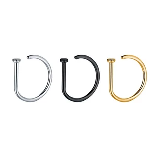 ห่วงจมูก ไม่ต้องเจาะ Nose Ring Without Hole D-Shaped Nose Ring Vacuum Plating - 1 ชิ้น