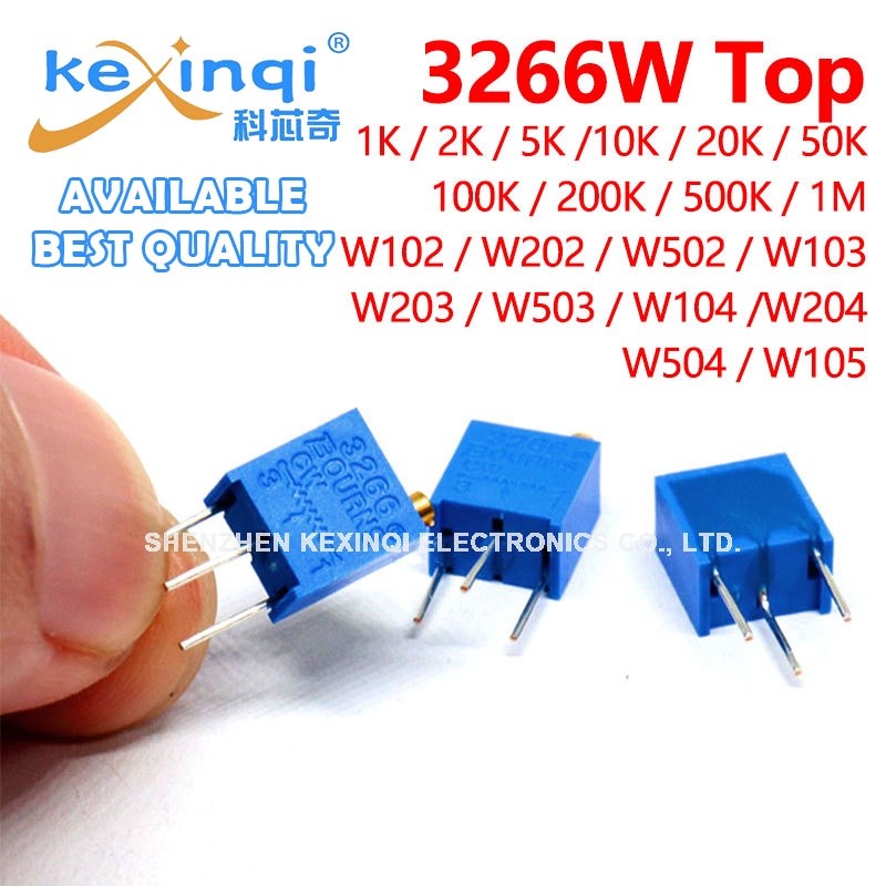 10pcs 3266W ปรับด้านบนความหนาแน่นสูงชุด precision Potentiometer 1K 2K 5K 10K 20K 50K 100K 200K 500K 