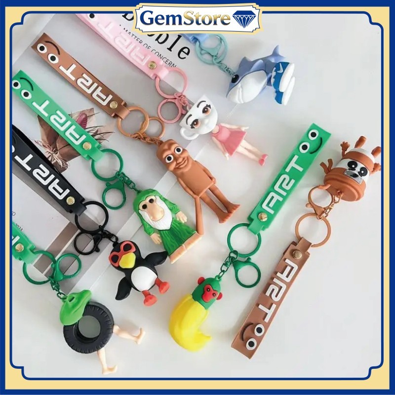 GANTUNGAN น่ารัก Tri Tung Sahur Anomali Action ตัวอักษรพวงกุญแจสําหรับน่ารักซิลิโคนรูป Charm กระเป๋า