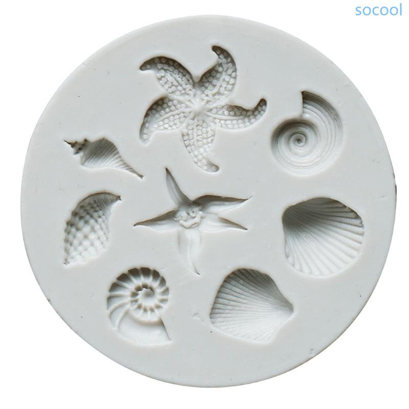Soc * Fondant Moulds ปลาดาว Conch เปลือกหอยรูปร่างของขวัญสําหรับเบเกอรี่ Lovers สําหรับเบเกอรี่ Fond