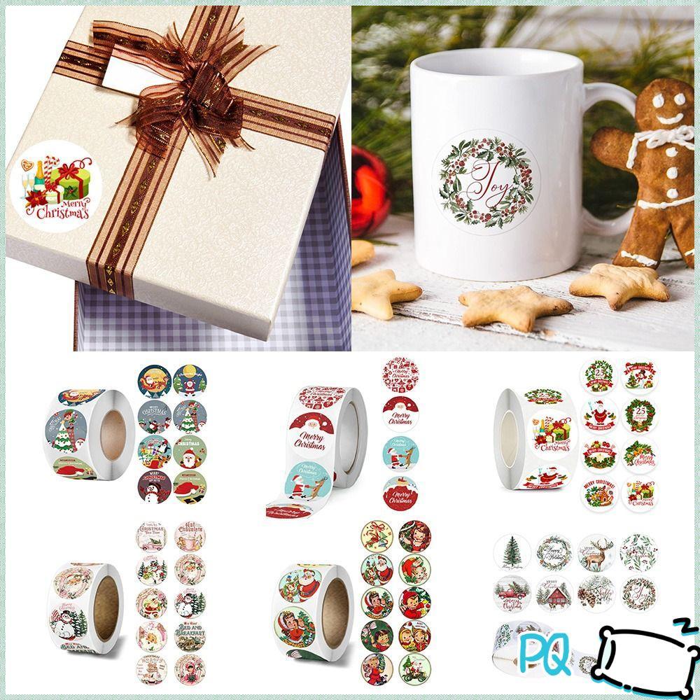 PQ 500PCS Merry Christmas สติกเกอร์,การ์ตูน Santa Snowman ป้ายปิดผนึกกระดาษ,Creative Party Supplies 