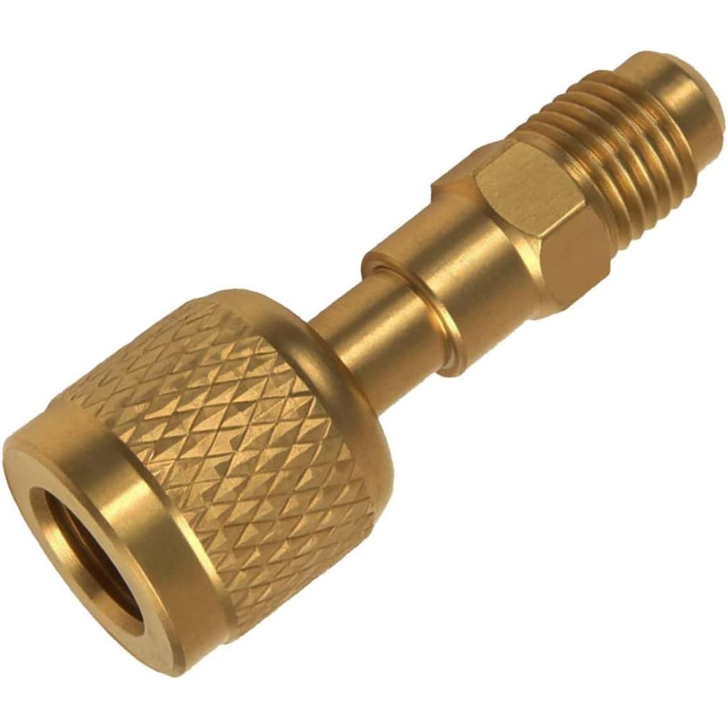 R32 R454B อะแดปเตอร์ทองเหลือง, 1/4 นิ้วหญิงถึง 1/4 นิ้วชาย Reverse Thread, สําหรับ R-454B/R-32 A2L R
