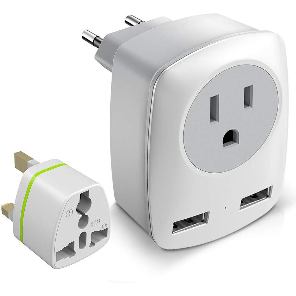 อะแดปเตอร์ปลั๊กเดินทางยุโรป US to Europe & UK Power Outlet Converter, USA to England Erland เยอรมันอ