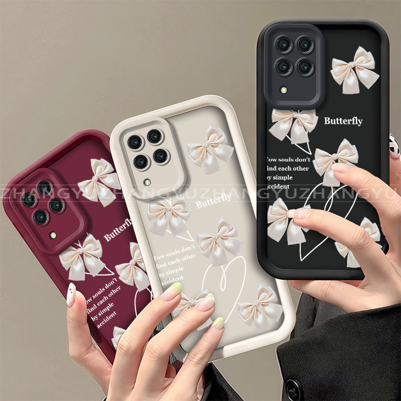 เหมาะสําหรับ Samsung A12 M12 A22 4G A22 5G เคสโทรศัพท์ผีเสื้อโบว์ anti drop ถุงลมนิรภัยซิลิโคน TPU soft shell 024