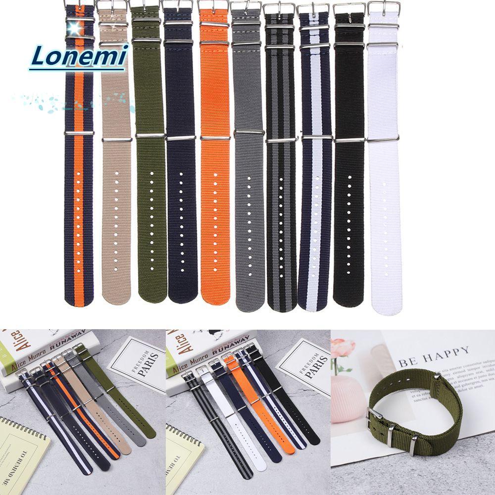 LONEMI 18 20 22 มม.สร้อยข้อมือสานไนลอนทนทานกีฬาแฟชั่น Loop Watchband