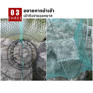 กระชังดักปลา ตาข่ายจับปลาแบบพับได้ ลอบดักปลา พับเก็บง่าย มีที่ใส่เหยื่อล่อ ขนาด 30*60/40*80/50*90cm