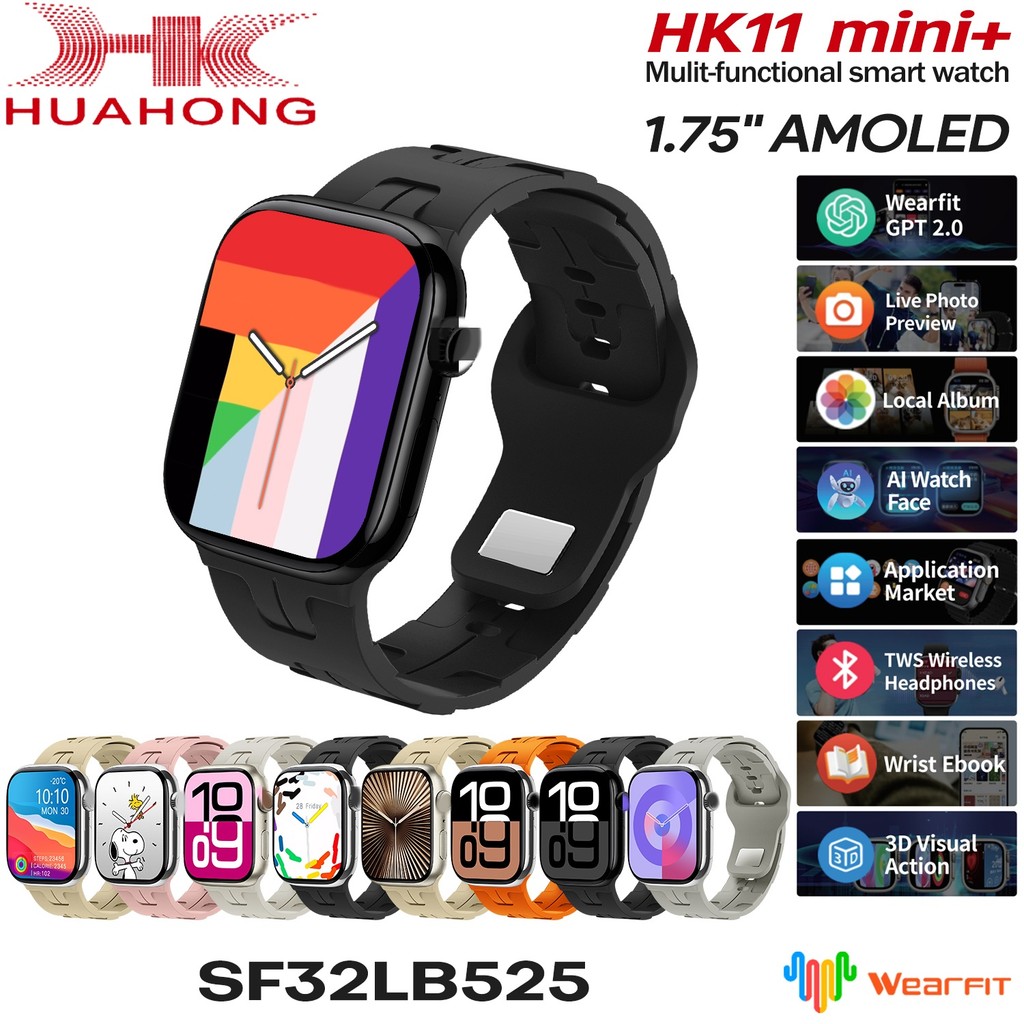 2025 HK11 Mini + SmartWatch 42 มม.AMOLED AI หุ่นยนต์ NFC เข็มทิศท้องถิ่นเพลงผู้ชายผู้หญิง ChatGPT G-