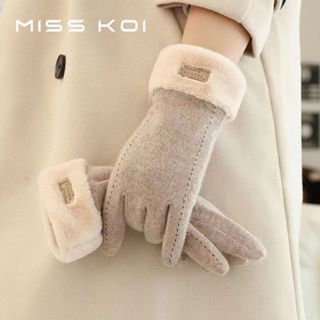 ถุงมือแคชเมียร์ผู้หญิง อุ่นหนา สไตล์น่ารักสำหรับฤดูหนาว