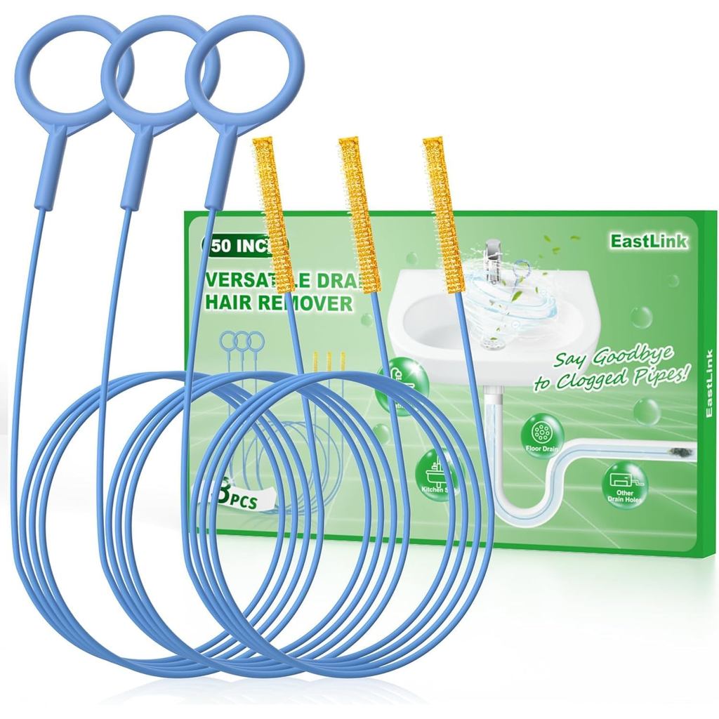 EastLink 50 Inch Sink Snake Hair Drain Clog Remover, Anti-Break Steel Drain Snake Drain Hair Removal