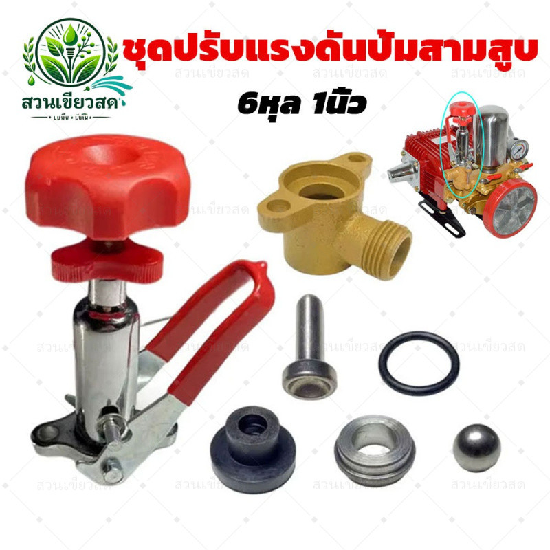ปรับโปโล ปรับแรงดัน ปั้มพ่นยา 3 สูบ ขนาด 6หุน/1นิ้ว ครบชุด (ชุดปรับแรงดันปั้มสามสูบ)