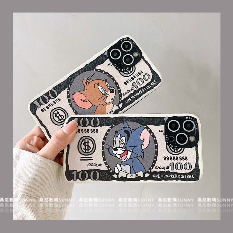 Creative Dollar เคสกันกระแทกแมวและเมาส์คู่เคสโทรศัพท์หนังเหมาะสําหรับ iphone 17 16 15 14 13 12 pro m