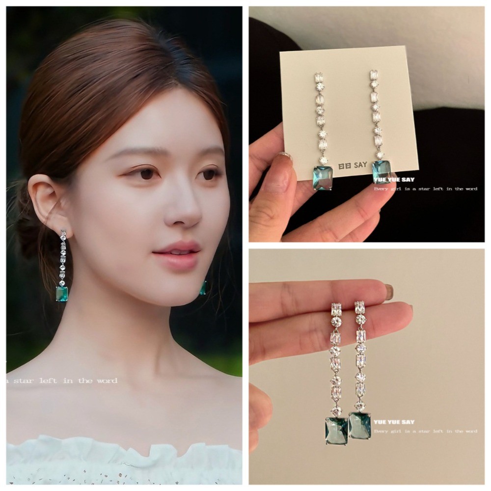 ต่างหูทรงหยดน้ําและทรงสี่เหลี่ยม Sparkly - เพิ่มความสวยงามและทำให้ใบหน้าดูเรียวเล็ก