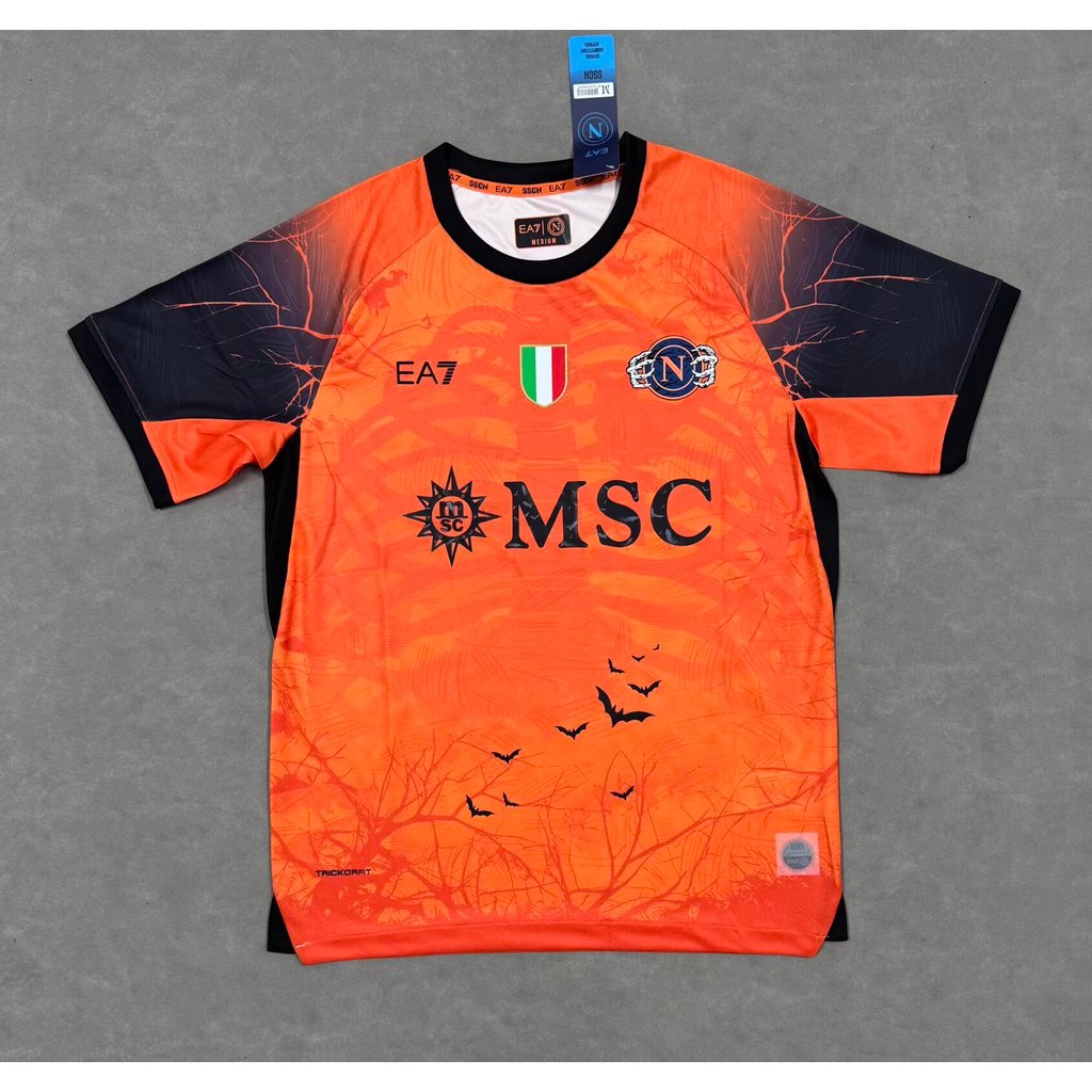 พัดลม SSC Napoli สีส้ม พร้อมเสื้อกีฬาแขนสั้น AAA+ สำหรับขนาด S-4XL