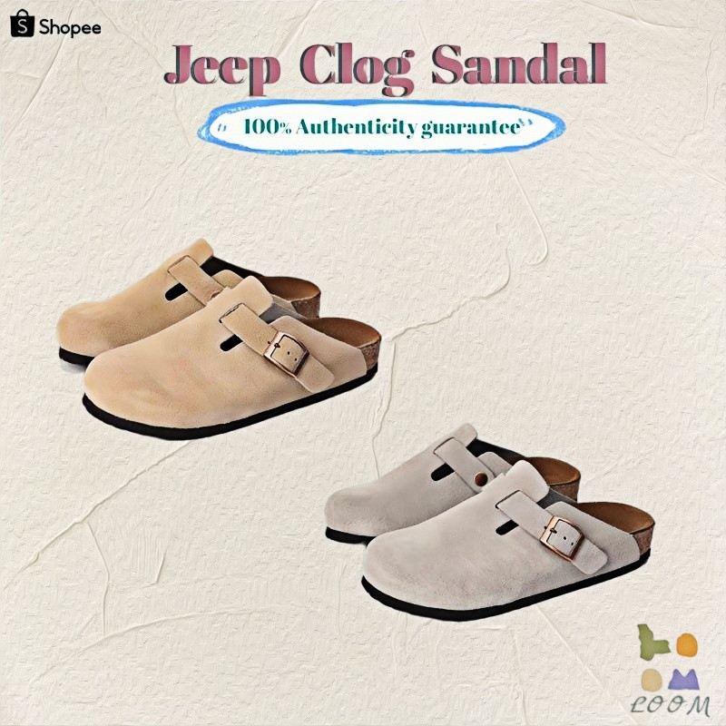 พรีออเดอร์（100% รับประกันของแท้）รองเท้าแตะ JEEP Clog Sandal รองเท้า Jeep Boston White Grey/Khaki