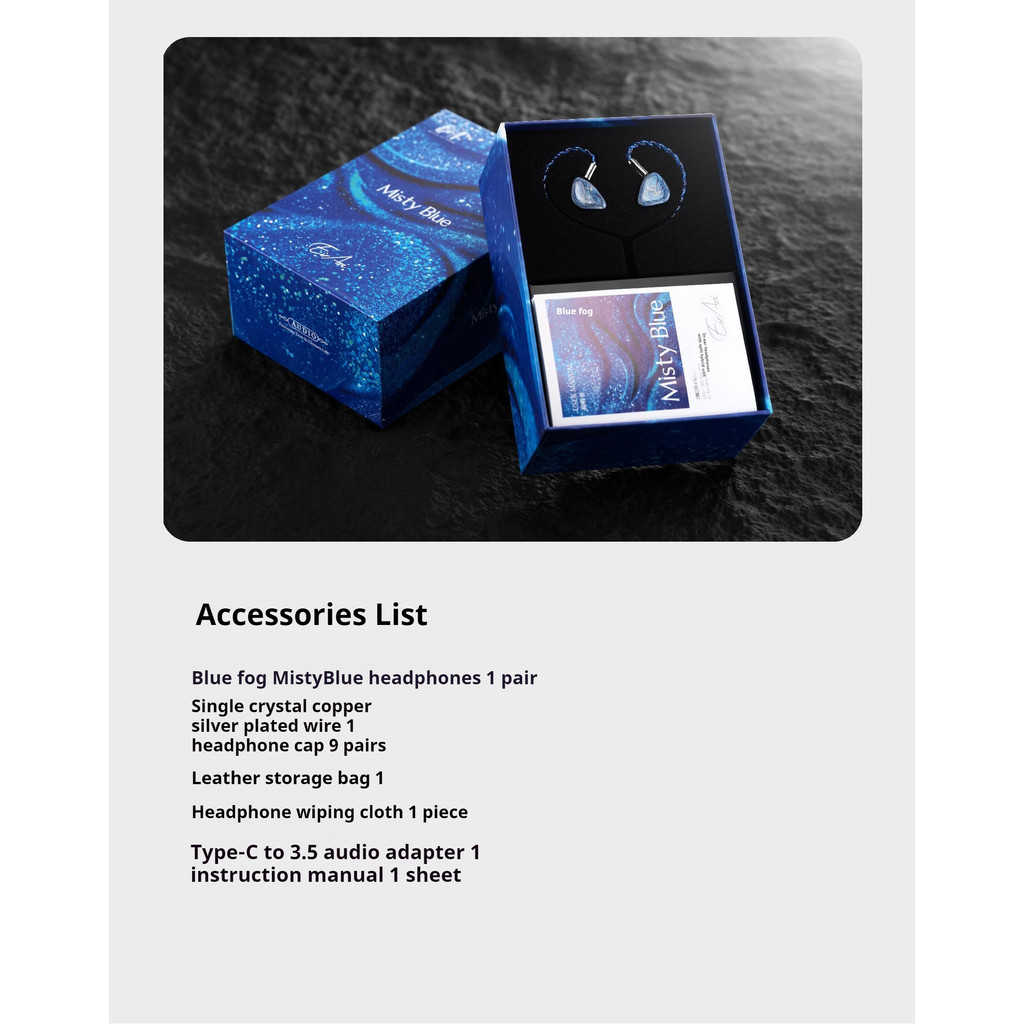 QOA MistyBlue 2DD 2BA Hybrid Hifi Music Monitor สตูดิโอ Audiophiles In Ear หูฟังแบบมีสายหูฟังแบรนด์ร่วมโดย Blue Well Ai Lu ราคา ถูกที่สุด ดีลบีเคเค แกลเลอรีภาพที่ 9