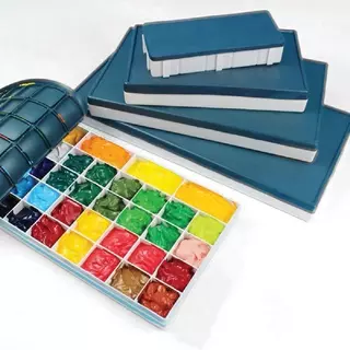 จานสีพร้อมฝายางฝาซิลิโคน24ช่องสําหรับสีอะคริลิคน้ํามันโปสเตอร์สี