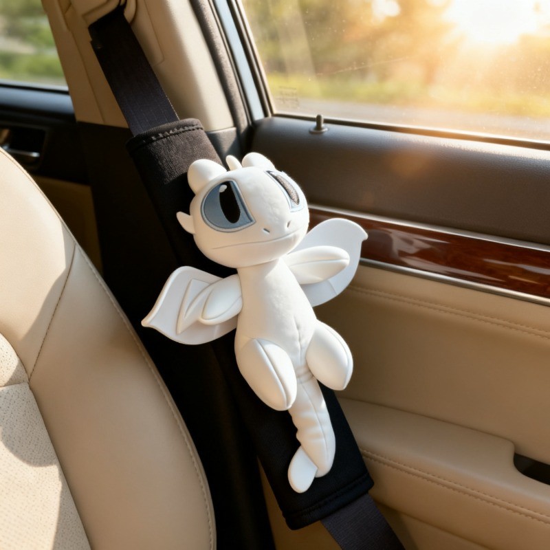 COD แผ่นรองเข็มขัดนิรภัยลายมังกรคู่ รถยนต์ การ์ตูนน่ารัก อุปกรณ์เสริมภายในรถ 12x18 ซม - รูปที่ 6