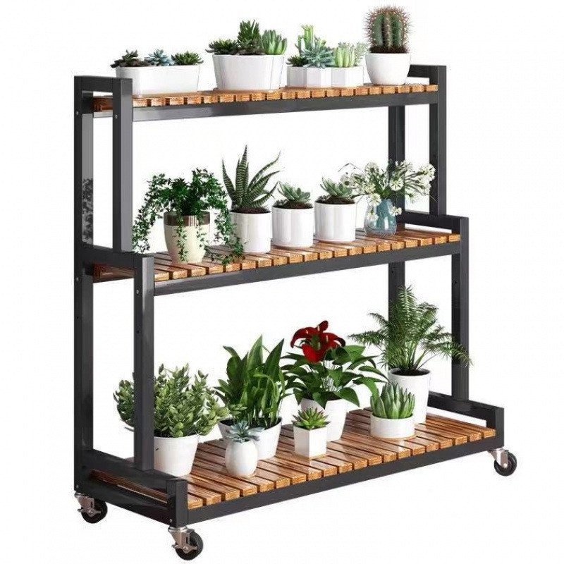 ชั้นวางดอกไม้ชั้นวางตารางปรับความสูง Z ครัวเรือน L เคลื่อนย้ายได้ในร่ม Succulent ชั้นวางระเบียงบันได