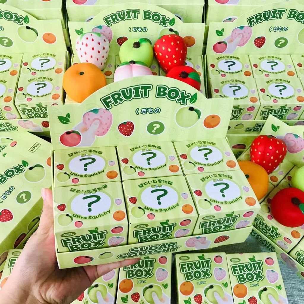 Sugar squishy กล่องสุ่มสกุชชี่ผลไม้ยกกล่อง 6 กล่อง รวม secret แบบไม่ซ้ำ น่ารักกลิ่นหอมนุ่มสโลว์