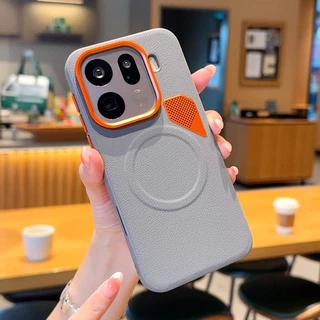 สําหรับ OPPO Find X9 Pro, X9 กรณี ELVEV Hard PC หนัง PU กันลื่นกระจายความร้อนเลนส์โลหะฝาครอบโทรศัพท์