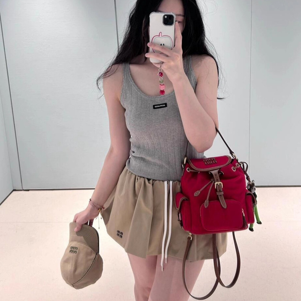 XFO3 MI*U Light Gray Collar Black Label Knitted Vest Camisole Top