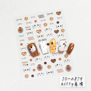 สติ๊กเกอร์ติดเล็บ ตกแต่งเล็บ Hello Kitty สีสันสดใส Emoji Bow การ์ตูนน่ารักหวาน KOUDAN