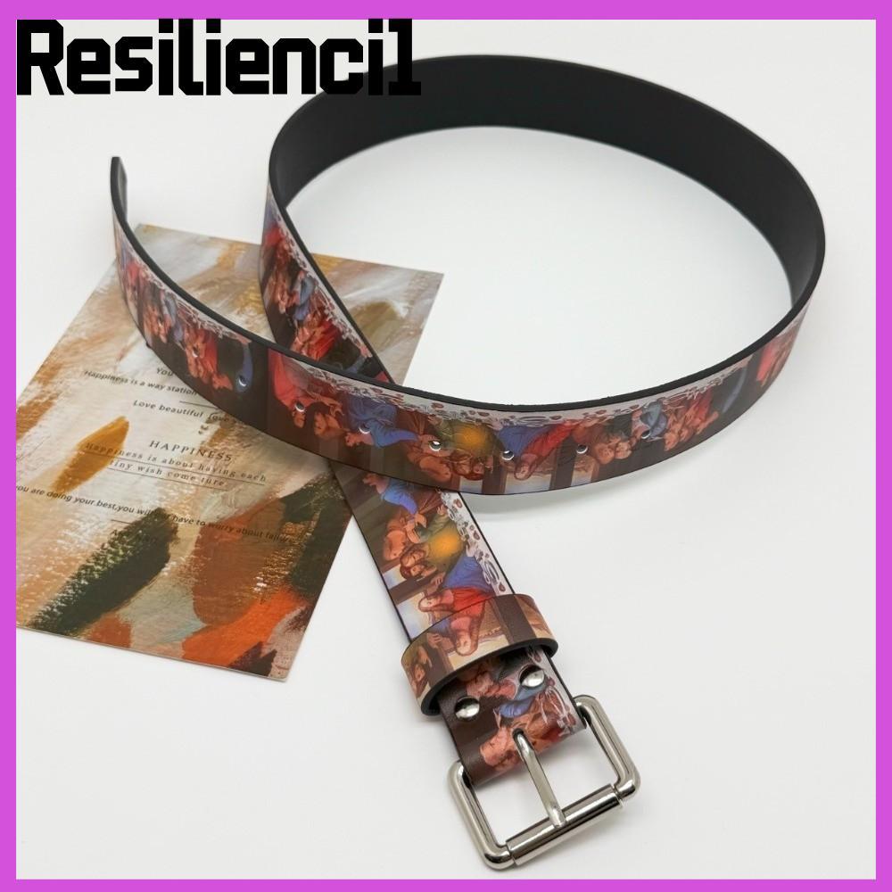 RESILIENCI1 Y2K เข็มขัด, Last Supper Print Multi-functional Print Belt, Intage Style ทนทานเข็มขัดเอว