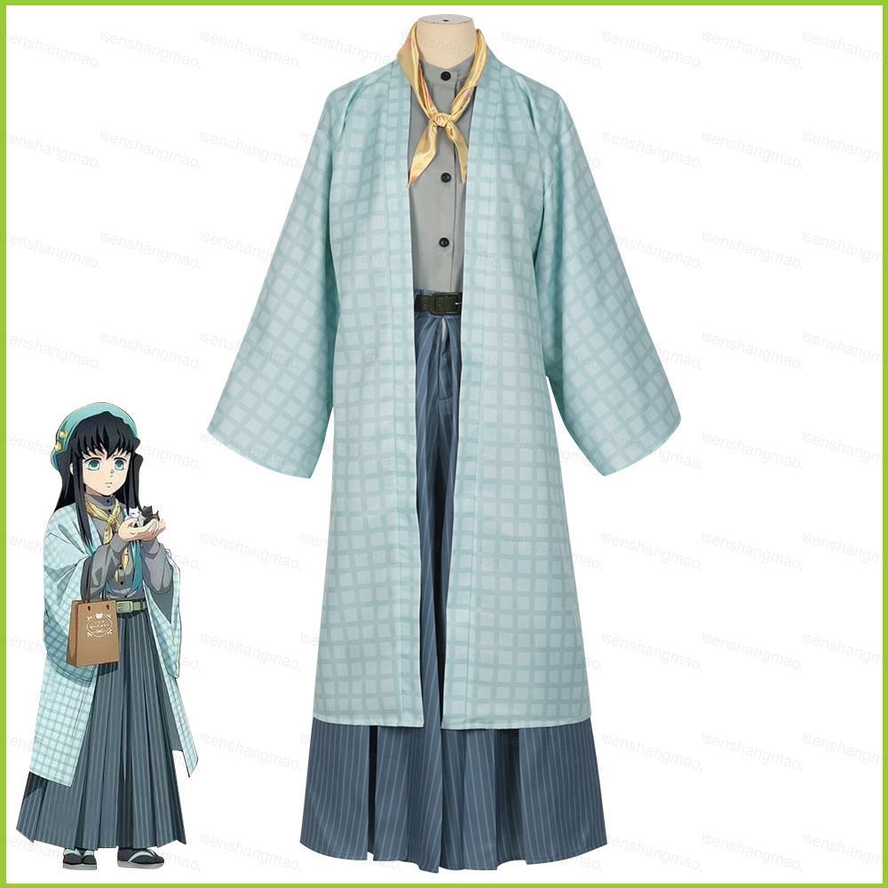 PS2 Demon Slayer Tokitou Muichirou คอสเพลย์เสื้อกางเกงหมวกญี่ปุ่น Kimetsu ไม่มี Yaiba ปาร์ตี้ฮาโลวีน