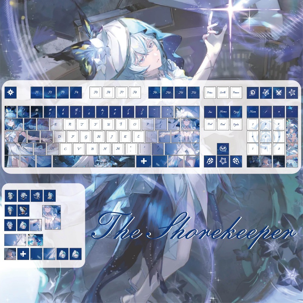 The Shorekeeper Keycaps 120 คีย์โปรไฟล์เชอร์รี่ PBT Wooting Aula F75 Mechanical Anime Keycap Dye Sub