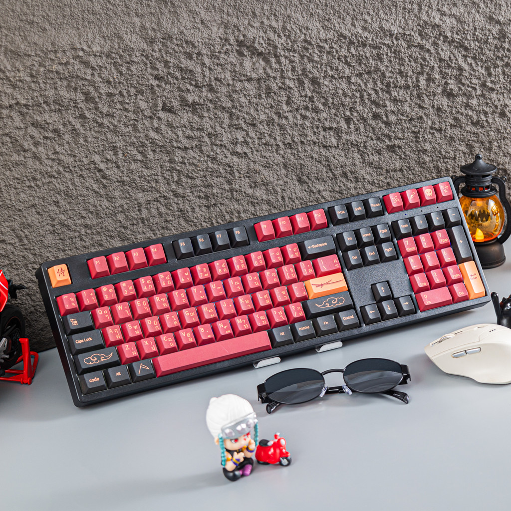 Mathew KC108 Red Samurai Thai Wireless Bluetooth 2.4G Wired Three Mode Connect 108 Keys Layout Fulls