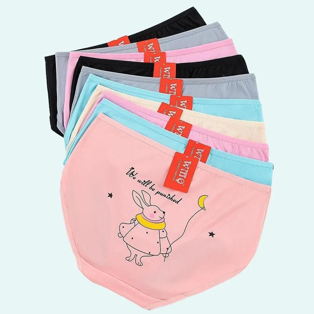 กางเกงในผู้หญิงเอวสูง ใส่สบาย ระบายอากาศดี เนื้อผ้านุ่มลื่น ไซส์ M-2XL 1 แพ็ค 10 ตัว สีสุ่ม 6 สี ลายการ์ตูนน่ารัก - รูปที่ 6