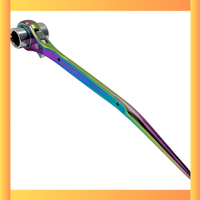 SK11 SPIDER Slim Dual-Head Ratchet Wrench with Angled Socket - Rainbow Series 17x19mm & 17x21mm