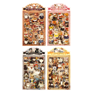Journamm 4 แผ่นสัตว์น่ารักสมุดภาพสติกเกอร์ PET DIY บัญชีมือทําด้วยมือ DIY สมุดไดอารี่อัลบั้มการ์ดทําสติกเกอร์