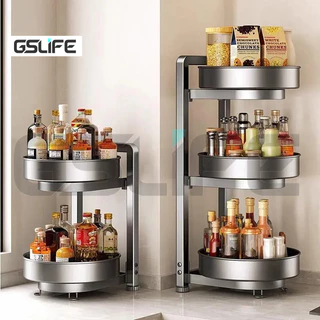 GSlife ตู้เครื่องเทศหมุน 360° ออแกไนเซอร์ครัวหลายชั้น ถอดได้และทนทาน