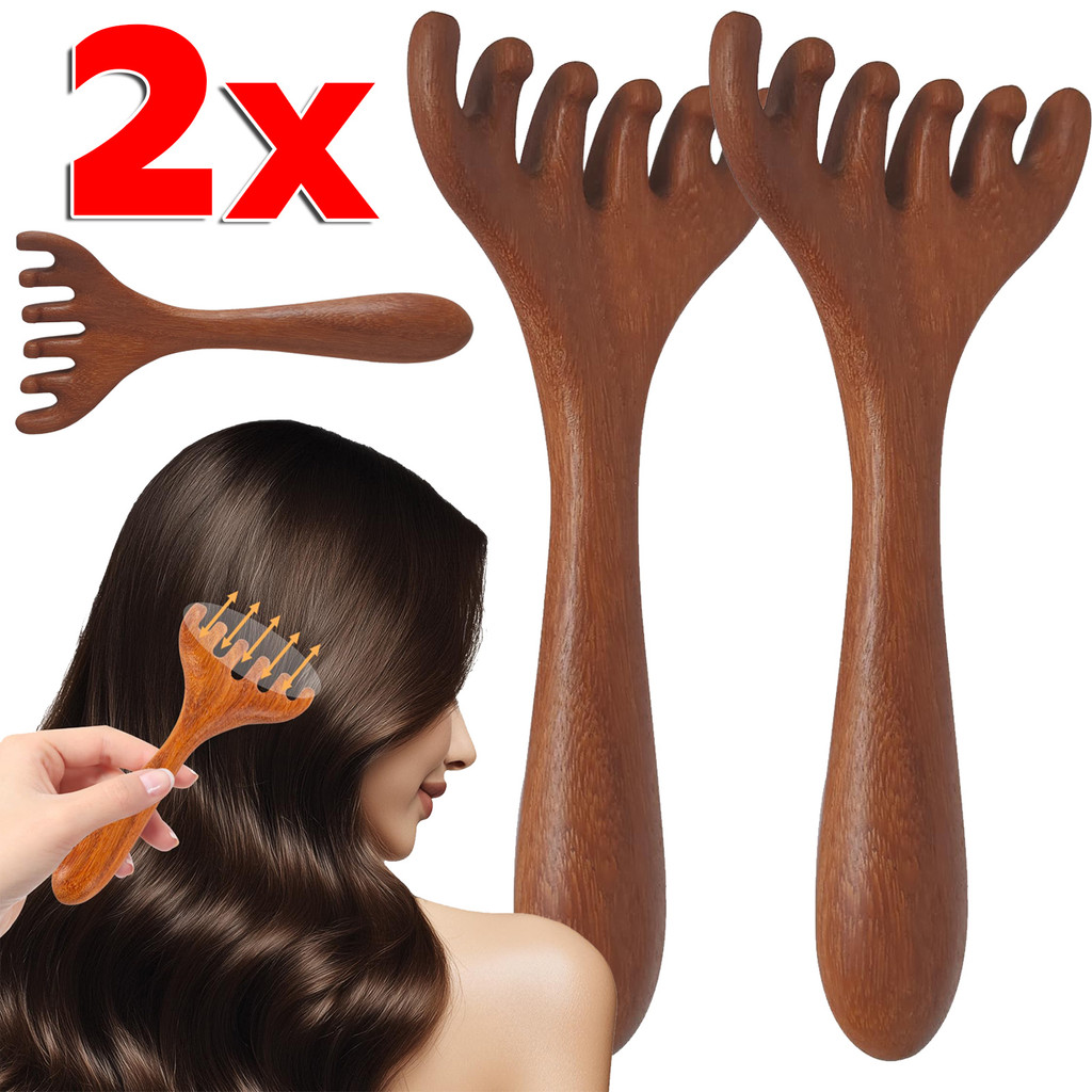 หวีนวดเขากวางกวางไม้สําหรับกดจุดร่างกายหัววัสดุธรรมชาติเครื่องมือดูแลสุขภาพสําหรับเดินทาง/สํานักงาน/บ้าน