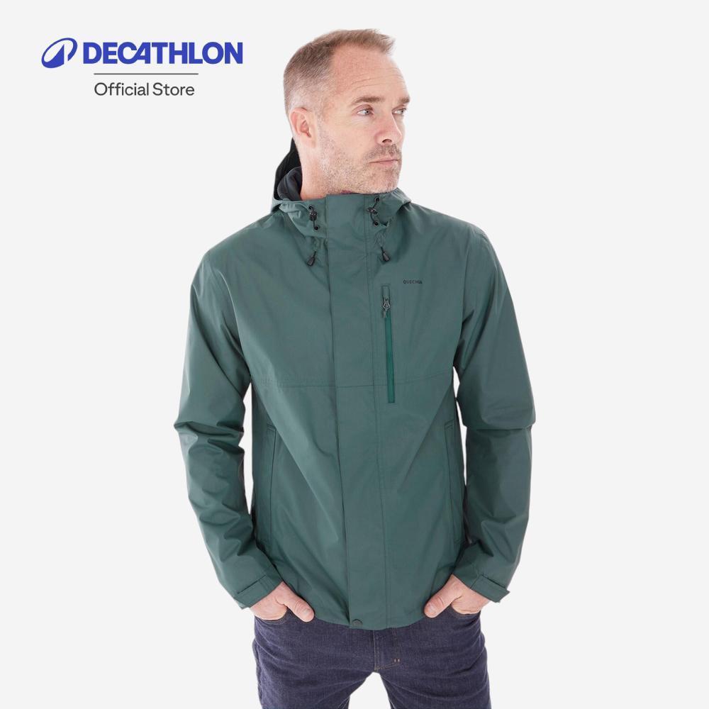 Decathlon Men’S Waterproof Hiking Jacket เสื้อแจ็คเก็ตผู้ชายกันน้ำสำหรับใส่เดินป่า รุ่น Nh500 - Green