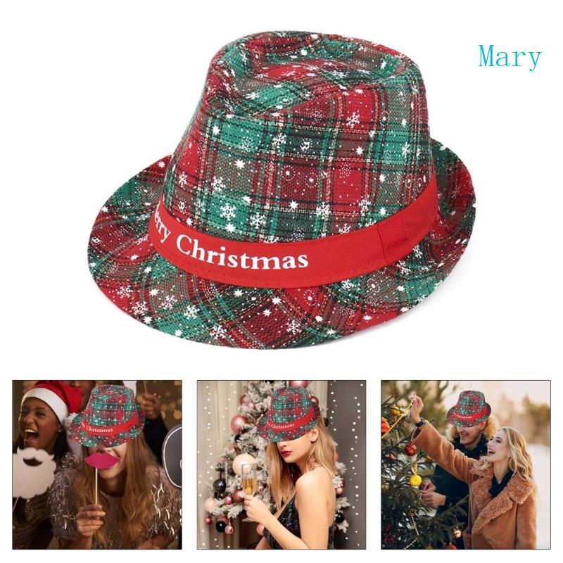 Mary Unisex คริสต์มาสแจ๊สหมวกคอสเพลย์เครื่องแต่งกายม้วน Brims หมวกปาร์ตี้เวที Props หมวก