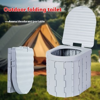 Outdoor Portable Camping Toilet with LidPortable Toilet Foldable Car Toilet with Carry Bag
