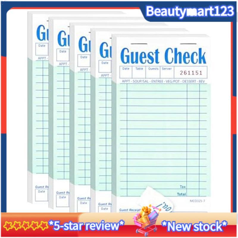 BM5 Pack Guest Check Books Server Note Pads สําหรับร้านอาหารร้านอาหาร Order Pad 50 แผ่น/แพ็ค