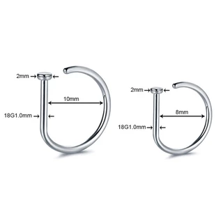 ห่วงจมูก ไม่ต้องเจาะ Nose Ring Without Hole D-Shaped Nose Ring Vacuum Plating - 1 ชิ้น