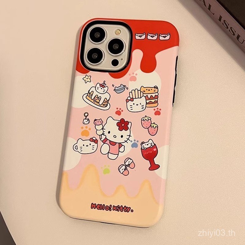 น่ารักขนมแมวการ์ตูนแฟชั่นสองในหนึ่งเดียวเคสโทรศัพท์เหมาะสําหรับiPhone 14promax 14 15 16 17 promax 12