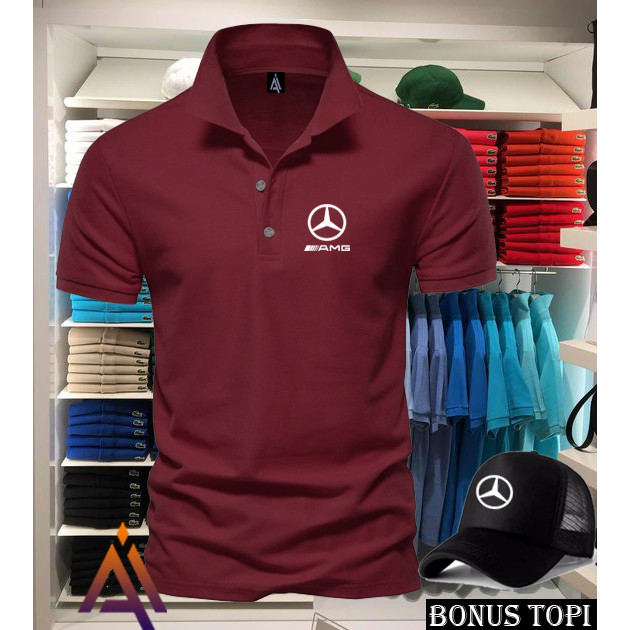 ซื้อเสื้อยืดแถมหมวกฟรี!! เสื้อยืดคอปกแขนสั้น Merci AMC สีขาวล่าสุด../ เจ๋งที่สุด 1805 < เสื้อเชิ้ตแข