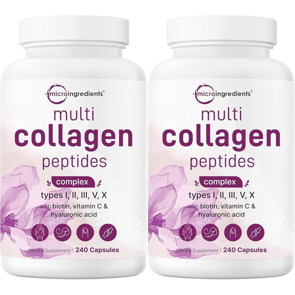 ไมโครส่วนผสม2แพ็คหลายคอลลาเจนเม็ดสําหรับผู้หญิงและผู้ชาย480แคปซูล | Type I, II, III,, X - Hydrolyzed
